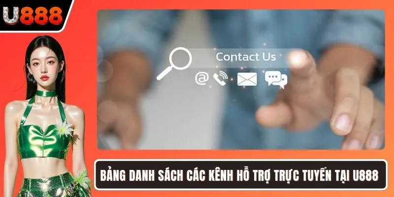 Bảng danh sách các kênh hỗ trợ trực tuyến tại U888